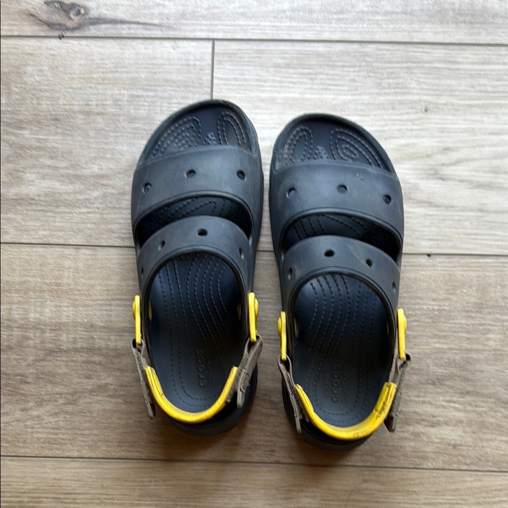 CROCS Navy Blue and Yellow Sandals with Ventilation Holes